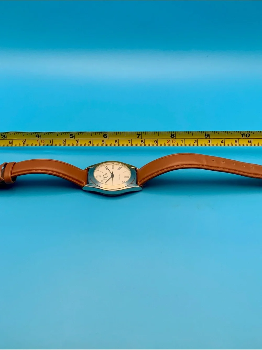 PCA Women’s Swiss Parts Quartz Wristwatch Faux Leather Strap Working New Battery
